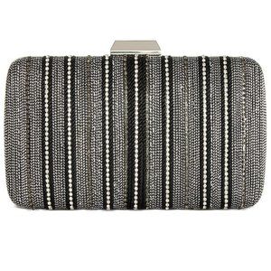 INC Nathalie Chain Clutch Black Silver Handbag